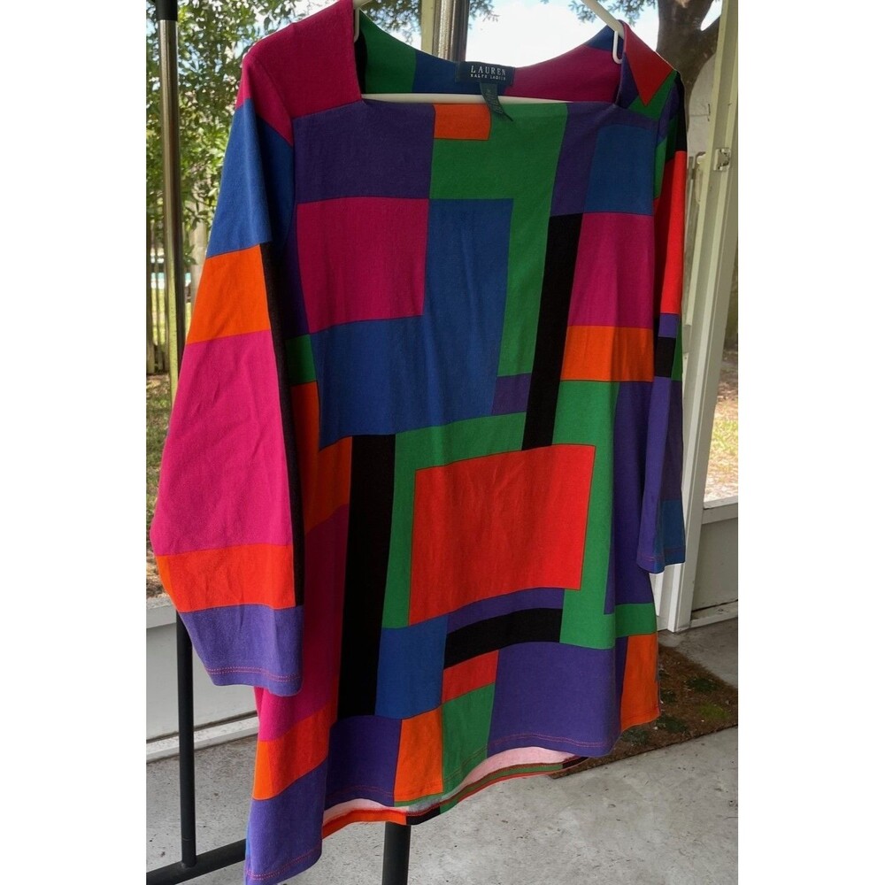Lauren Ralph Lauren SIZE 1X  Colorblcok  3/4 sleeve '90s Retro Vintage Dopamine